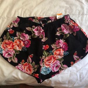 Black floral shorts
